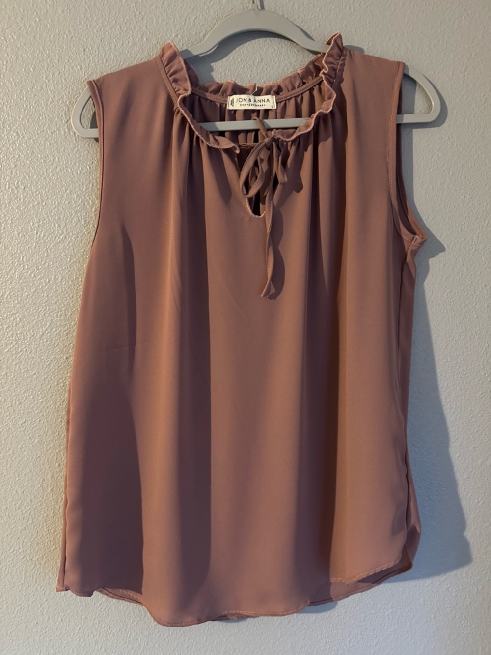 Jon & Anna Mauve Ruffle Tie-Neck Sleeveless Blouse